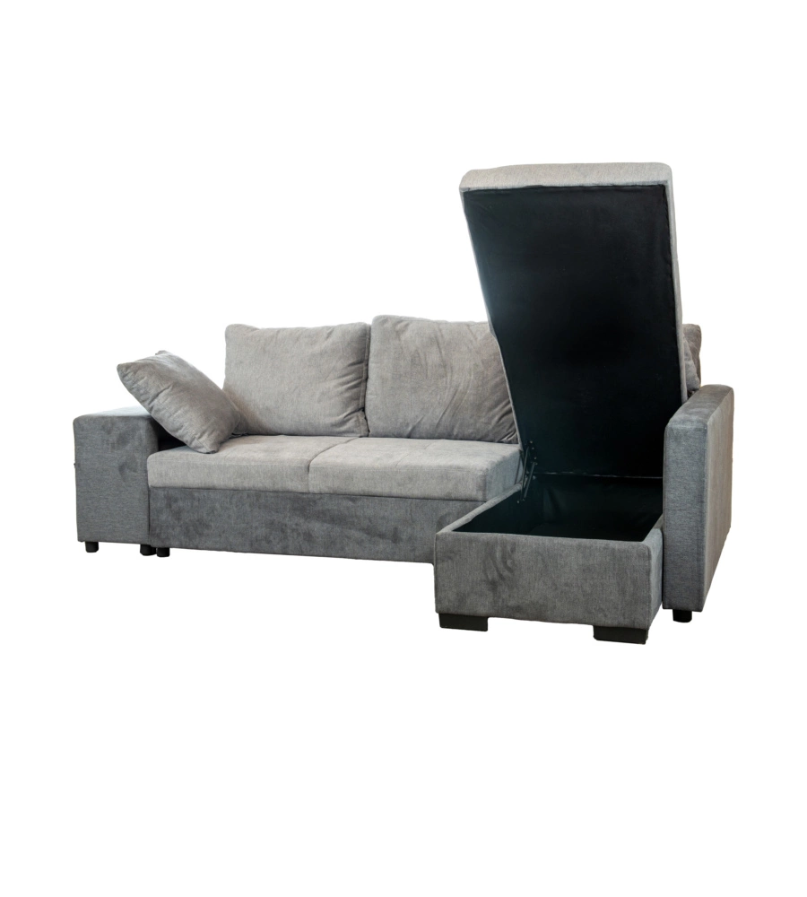 DIVANO ANGOLARE "JESSY" CON CONTENITORE POUF E PENISOLA DESTRA 247X155X94 CM